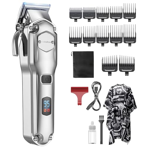 Jack&Rose Hair Clippers Men, Cordless Hair Clippers, Clippers for Men Haircut, Barber Clippers, Professional Hair Trimmer Shaver with LED Display, IPX7 Waterproof