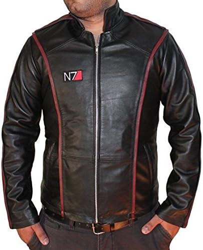 Hollywood Jacket Men's N7 Mass Effect 3 Leather Jacket X-Small Black