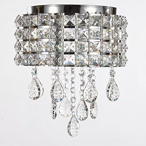 New Galaxy Modern LED Crystal Chandelier Chrome Metal Shade Flushmount Ceiling Lighting Fixture, #808