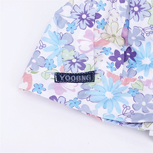 YOOBNG Women Scrub Bouffant Hat Cap Adjustable Classic Beauty Print Floral Cute One Set