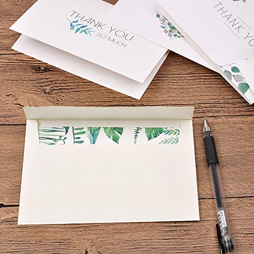 eZAKKA Thank You Cards, 48 Assorted Bulk Box Blank Watercolor Craft Green Leaves Thank You Card Greeting Note Cards for Wedding, Graduation, Baby Shower, Bridal Party, Business, Anniversary, Birthday