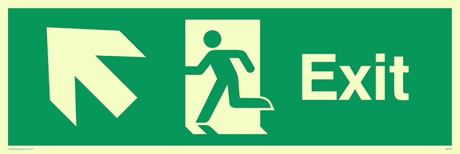 Viking Signs Notausgangsschild – Pfeil Nach Unten, Nachleuchtend | 100 X 300 Mm, Aufkleber | EN 7010 Konform