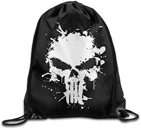 SUNG916 Punisher Skull Gym Drawstring Bags Backpack