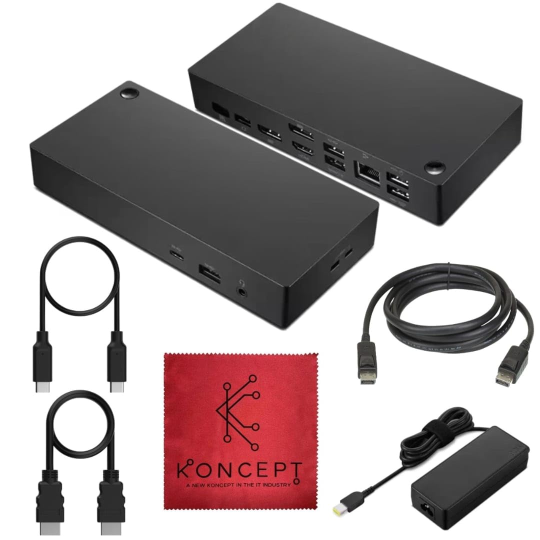 40AY0090US LEN0V0 Docking Station Dual Monitor USB C with 90W, HDMI, DP, USB-C Cable