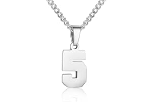 SUSOOK Number Necklace for Boy Silver Athletes Number Chain Stainless Steel Charm Pendant Personalized Sports Jewelry for Men Basketball Baseball Football