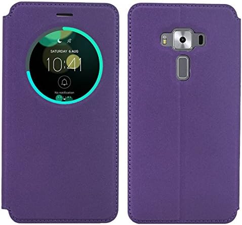 ZenFone 3 Deluxe Case - VVIA Quick Window Smart Wake UP / Sleep PU Leather Cover Soft TPU Case Shell for ASUS ZenFone 3 Deluxe ZS570KL (5.7 inch) (Purple)