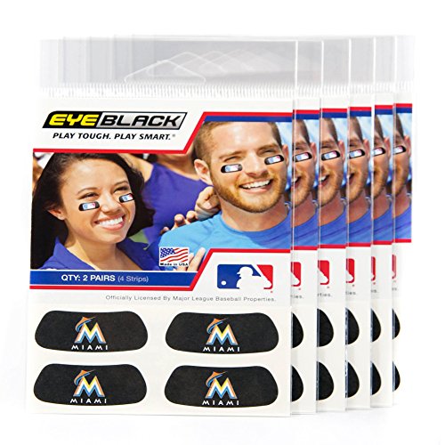 image for (24 Strips) Eye Black - Miami Marlins MLB Eye Black Anti Glare Strips,