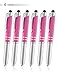 SyPen Stylus Pen for Touchscreen Devices, Tablets, iPads, iPhones, Multi-Function Capacitive Pen With LED Flashlight, Ballpoint Ink Pen, 3-In-1 Metal Pen, 6PK, Pink