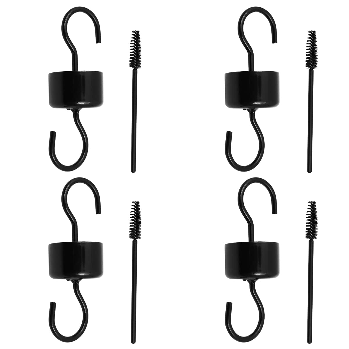 ZONADAH Ant Digging for Bird Table and Brush Set, Metal Anti Ant S Hook Style Ant Protection Hummingbird Feeder Hook on Tree or Hanger Outdoor (Black)