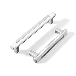 Kcmwsy 10 Pack White and Silver Cabinet Pulls