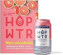 HOP WTR - Sparkling Hop Water - Ruby Red Grapefruit (6 Pack) - NA Beer, No Calories or Sugar, Low Carb, With Adaptogens and N