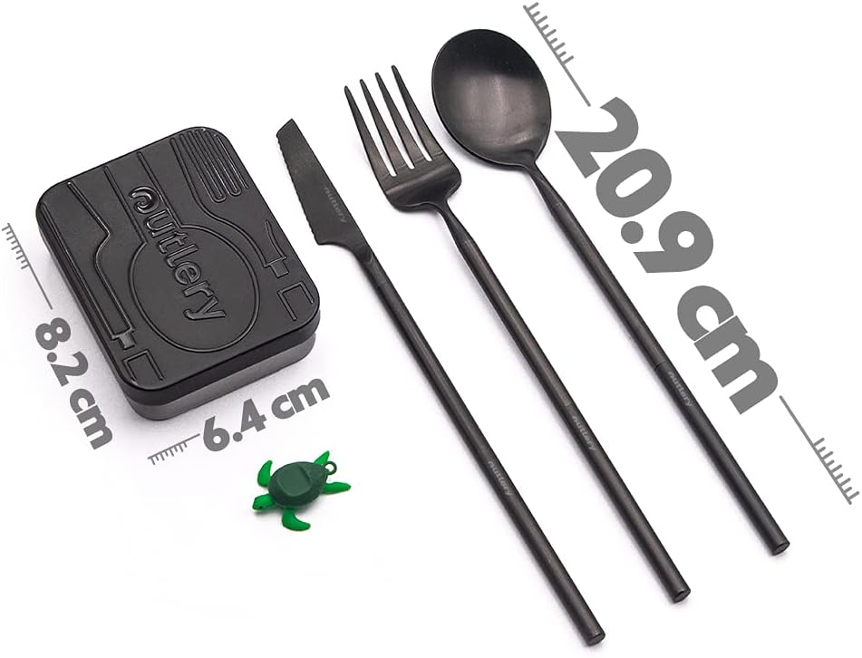 Outlery | Portable & Reusable Stainless Steel Travel Cutlery Set With Case For Camping, Picnic, Office and On-The-Go (Pocket Sized Flatware Set): Kitchen & Dining