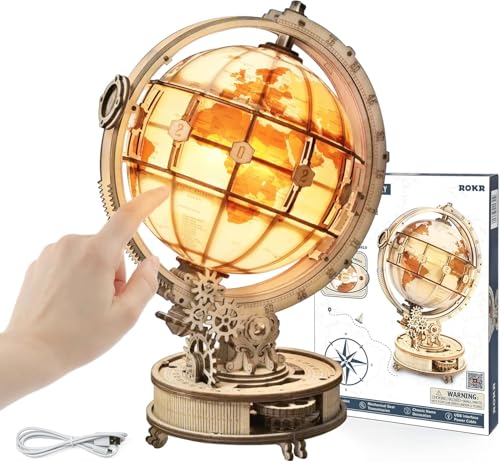 ROKR 3D Puzzle Wooden Adults, Wooden Puzzle Model Light Globe Model Making Craft Set Adults with LED Light,Gifts for Teens and adults