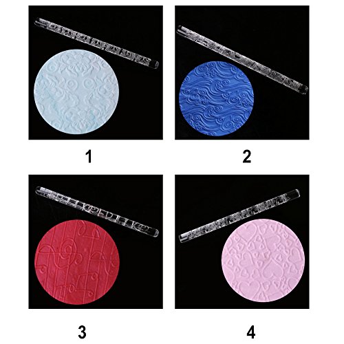 Textured Rolling Pin, Acrylic Rolling Pins Non-Stick Sugar-craft Cake Decoration Colorful Fondant Pasta Roller Embossed Patterned Mold DIY Lightweight Rolling Pin Kitchen Accessories(Style 1,style A) - Thumbnail 3