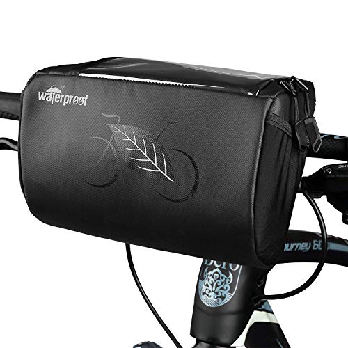Allnice Bike Handlebar Bag 3L Waterproof Bike Basket Bicycle Front Storage Bag with Mobile Phone Touch Screen Pouch