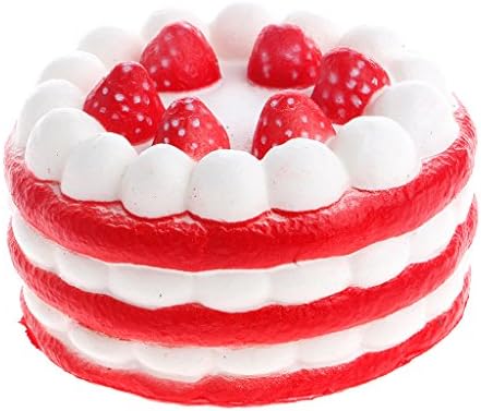 Coldtoy Cute Squishies, Slow Rising Soft Squishies, Charms Toy for Stress Relief and Time Killing, all kinds of Squishies, best for Kids Christmas gift (Strawberry cake-Red)