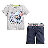 Mud Kingdom Little Boys' Quotes T-shirt + Pants Outfits Kids Clothing Sets
