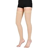 Wegitcs Thigh High Compression Stockings for Women Men, 20-30mmHg Footless Graduated Compression Socks with Silicone Band, Medical Support Sock for Varicose Veins, Edema, Post-Surgery, Sports