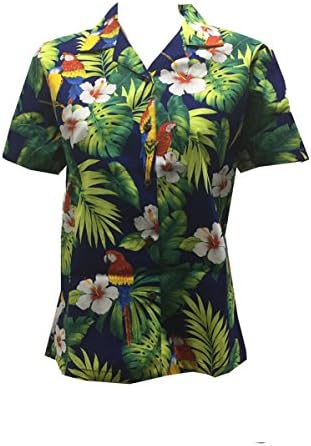 Alohawears Clothing CompanyMade in Hawaii! Women's Parrot Hibiscus Hawaiian Luau Cruise Camp Shirt