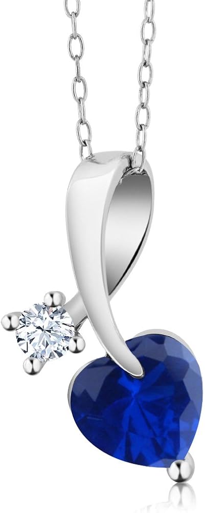 Authentic Gem Stone King 1 21 Ct Heart Shape Blue Created Sapphire 925 Sterling Silver Pendant Clothing Incredible Discounts Staging Drserkanaygin De