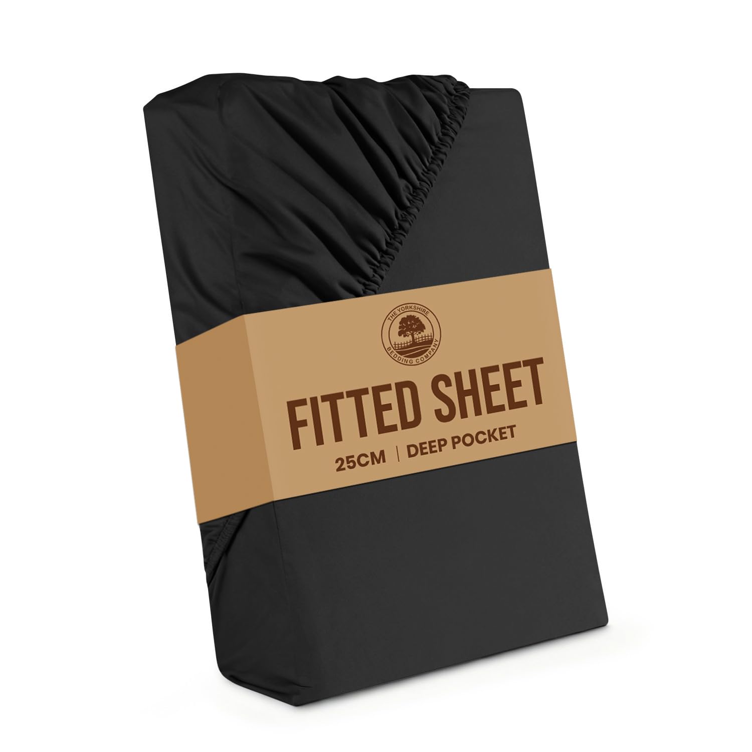 Yorkshire Bedding Fitted Sheets Super King Size 25 CM Black Bed sheets with Elastic Corners Easy Care Soft Brushed Microfiber Fabric Breathable Shrinkage Fade-Resistant Bedsheets