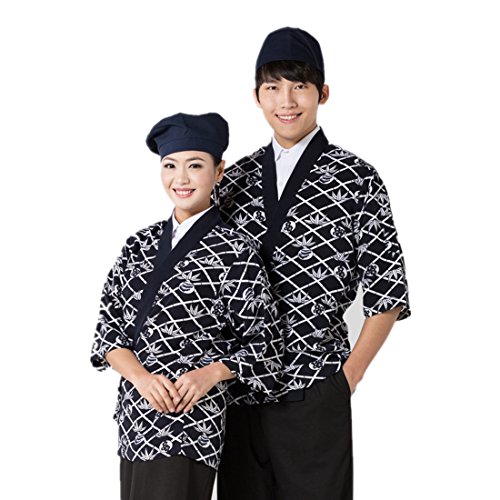 Japanese sushi chef coat with flower pattern for men and women restaurant uniform