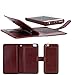 Valentoria Premium Vintage Leather Wallet Case Magnetic Detachable Slim Back Cover Card Holder Slot Wrist Strap (Brown)