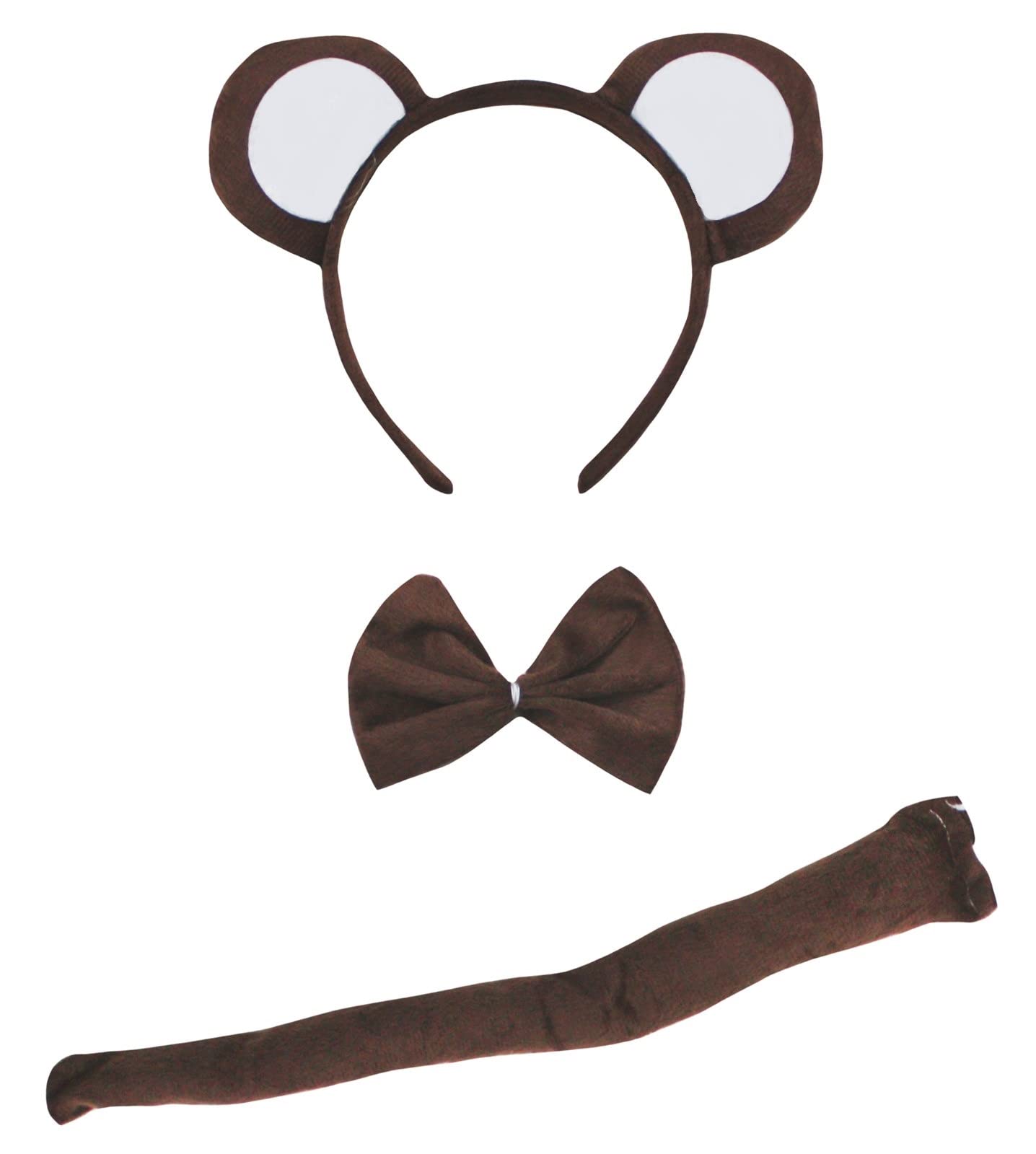 Petitebelle Monkey Headband Bowtie Tail 3pc Costume (Brown)
