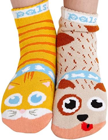 PalsCool Outdoor Mismatched Animals Kids Socks, Durable & Cozy Pairs for Boys and Girls, Funny, Crazy, & Funky, 1 Pair