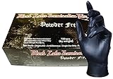 SKINTX BLK90015-L-BX Latex Medical Grade Examination Gloves, 5 mil - 5.5 mil, Powder-Free, Textured, Polymer Coated, Tattoo, Large, Black (Pack of 100)