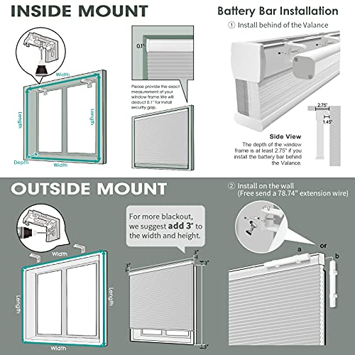 Yoolax Motorized Shade Works with Alexa, 60 Blackout Smart Cellular Shade Custom Size