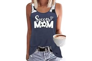 BINLANHANAT Soccer Mom Tank Top Women Soccer Mama Sleeveless Shirt Soccer Lovers T Shirt Causal Summer Workout Vest Top