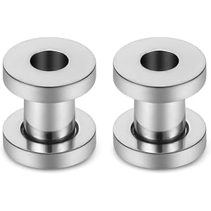 Qiwnswoy 14G to 00G Gauges for Ear 316L Surgical Steel Hollow Earring Expander Stretcher Screw Fit Hollow Ear Gauges Tunnels