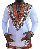 Makkrom Men's Long Sleeve Tribal Dashiki Floral Top Blouse