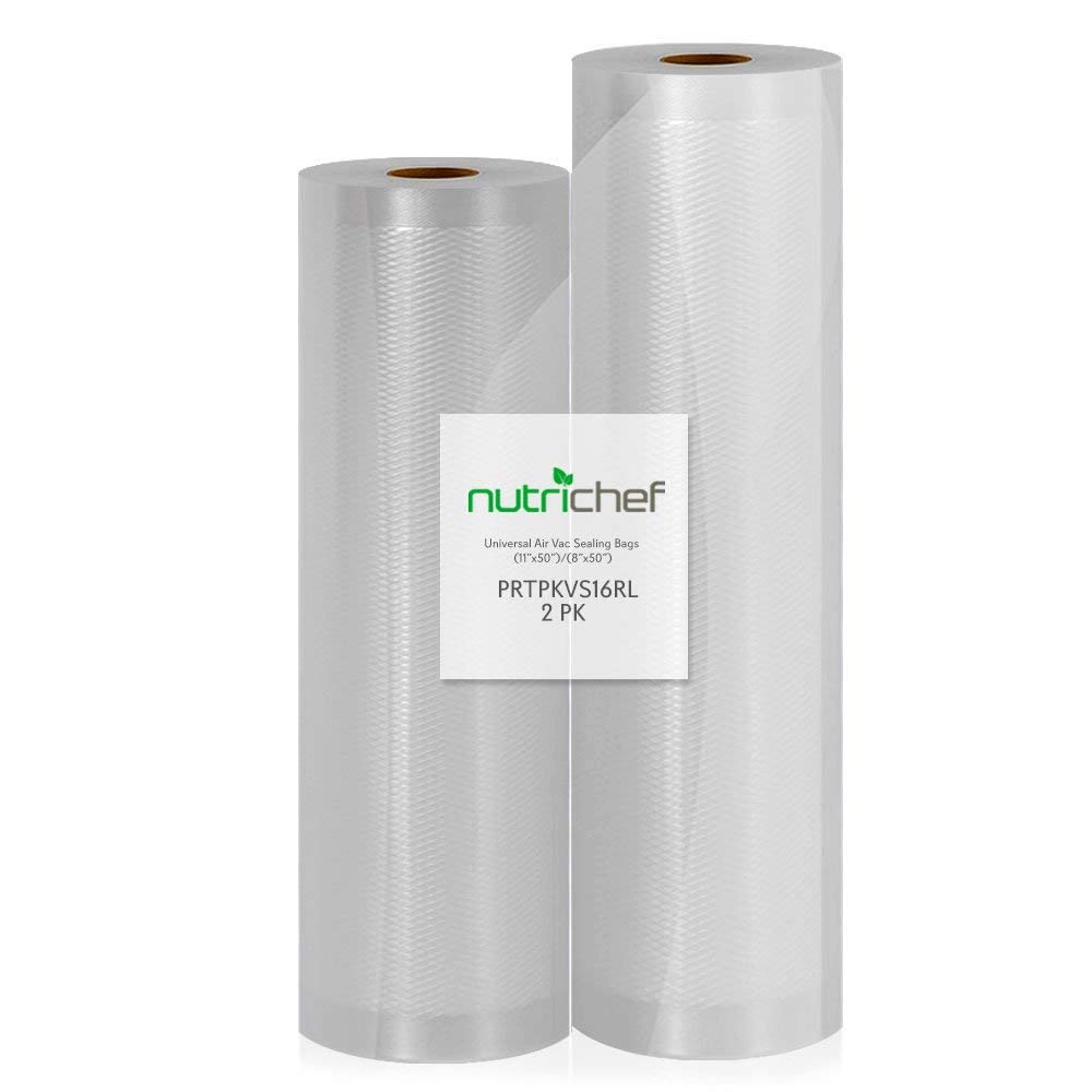 NutriChef Vacuum Sealer Bags for Food 8” x 50’ & 11