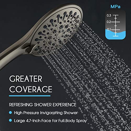 ANZA Shower Head With Handheld and 6 Spray Settings, 5" Detachable Hand