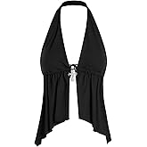 MakeMeChic Women's Halter Tops Y2k Going Out Cheetah Print Top