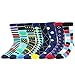 Men Novelty Argyle Dress Crew Socks Classic Colorful Assorted Striped Geometric