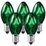 C7 - Transparent Green - Double Dipped - 5 Watt - Candelabra Base - Christmas Lights - 25 Pack