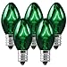 C7 - Transparent Green - Double Dipped - 5 Watt - Candelabra Base - Christmas Lights - 25 Pack