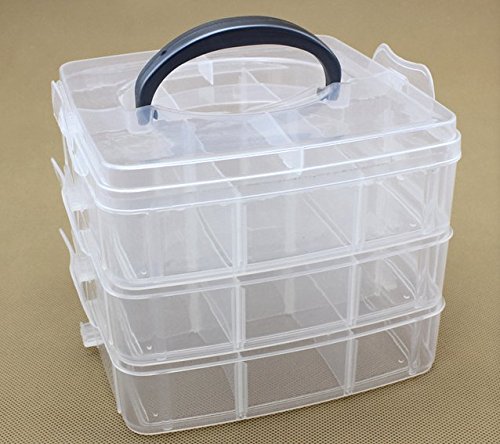 WT-PP 3 layer removable, stackable transparent plastic jewelery, craft, beads, tool storage box