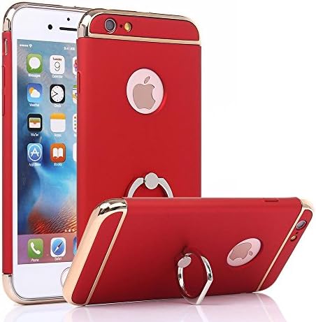 iPhone 6S Plus Case, Cellaria Ring Stand Series - [Chrome/ Metallic Finish] Ultra Slim Luxury Case With 360 Rotating Ring Grip/Stand Holder/Kickstand For iPhone 6S Plus/6 Plus (5.5 Inch), Red