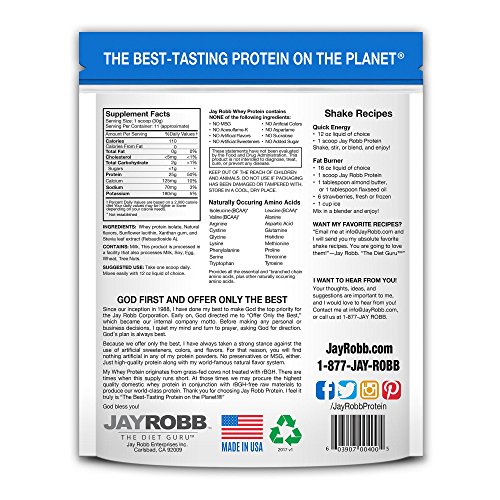 Jay Robb Whey Vanilla Isolate Protein Powder, Low Carb, Keto, Vegetarian, Gluten Free, Lactose Free, No Sugar Added, No Fat, No Soy, Nothing Artificial, Non-GMO, Best-Tasting (12 oz) - Thumbnail 3