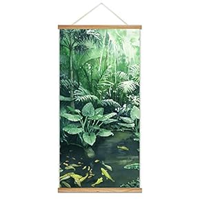 Hanging Poster NO Magnetic Wooden Framed, Beautiful Green Life Forest Home Wall Canvas Prints Decoration Ready to Hang - 18"x36"