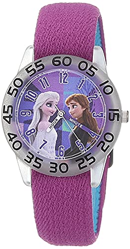 Disney Frozen Kids' Plastic Time Teacher Analog Quartz Nylon Strap Watch