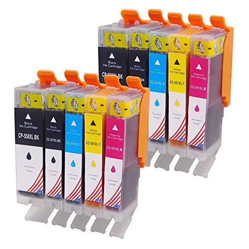 Toner Kingdom 10er Pack (2 Set) Druckerpatronen kompatibel für Canon PGI-550 CLI-551 XL , für Canon Pixma MG5450 MG6350 iP7250 MX925 MG5550 MG6450 MX725 MG7150 MG5650 IP7150 IP8750 IX6850 MG6650 MG7550 PG550