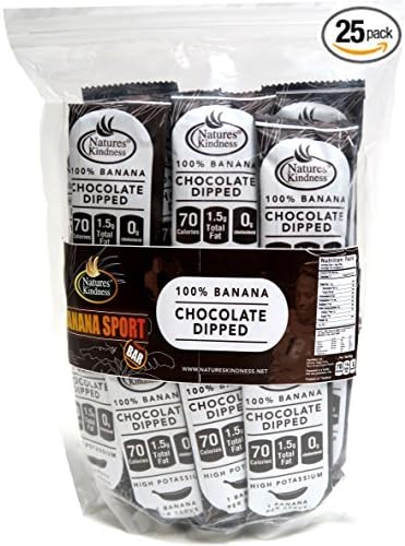 NaturesKindness Premium Chocolate Dipped Banana, Individually Wrapped, 1.4lb - 25 Bananas Value Pack. New Innovative Solar Dome Technology.