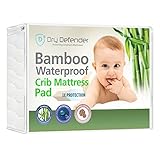 Bamboo Waterproof Crib Mattress Pad - Natural Quilted Baby Crib Cover and Protector with Deep Skirt - 28