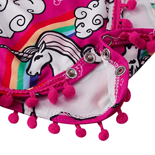Kids4ever Baby Girl 2 Pieces Romper Headband Long Sleeve Onesie Unicorn Ruffle Sleeve Bodysuit
