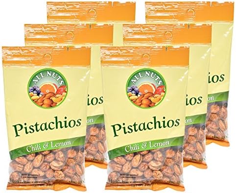 All Nuts 6 Pack Chili Lemon Pistachios Roasted Spicy in shell 2oz Bags